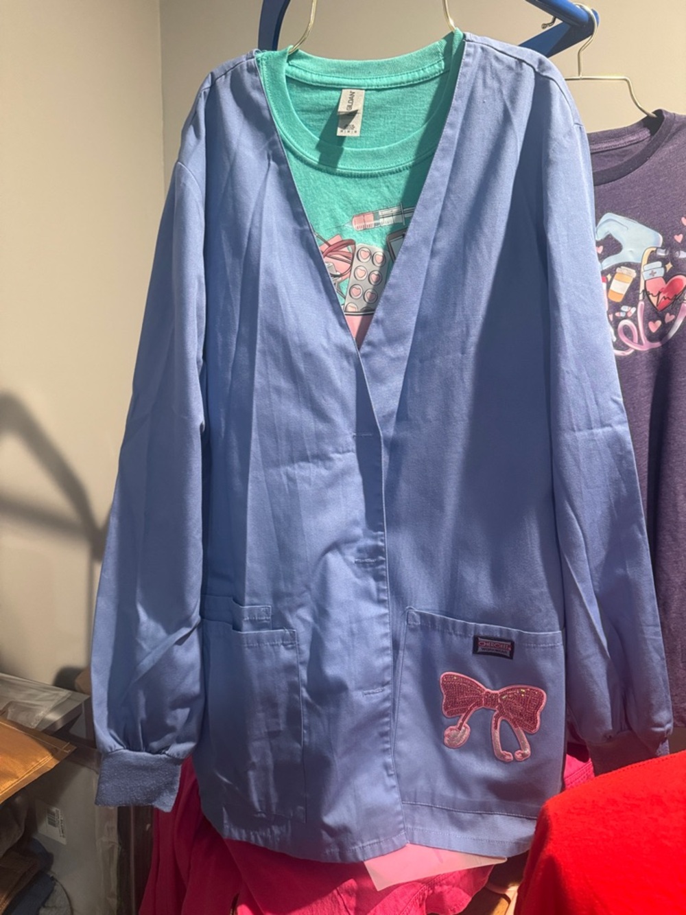 Nurse Graphic jacket - Blue with Pastel Medical Print - Picture 4 of 4